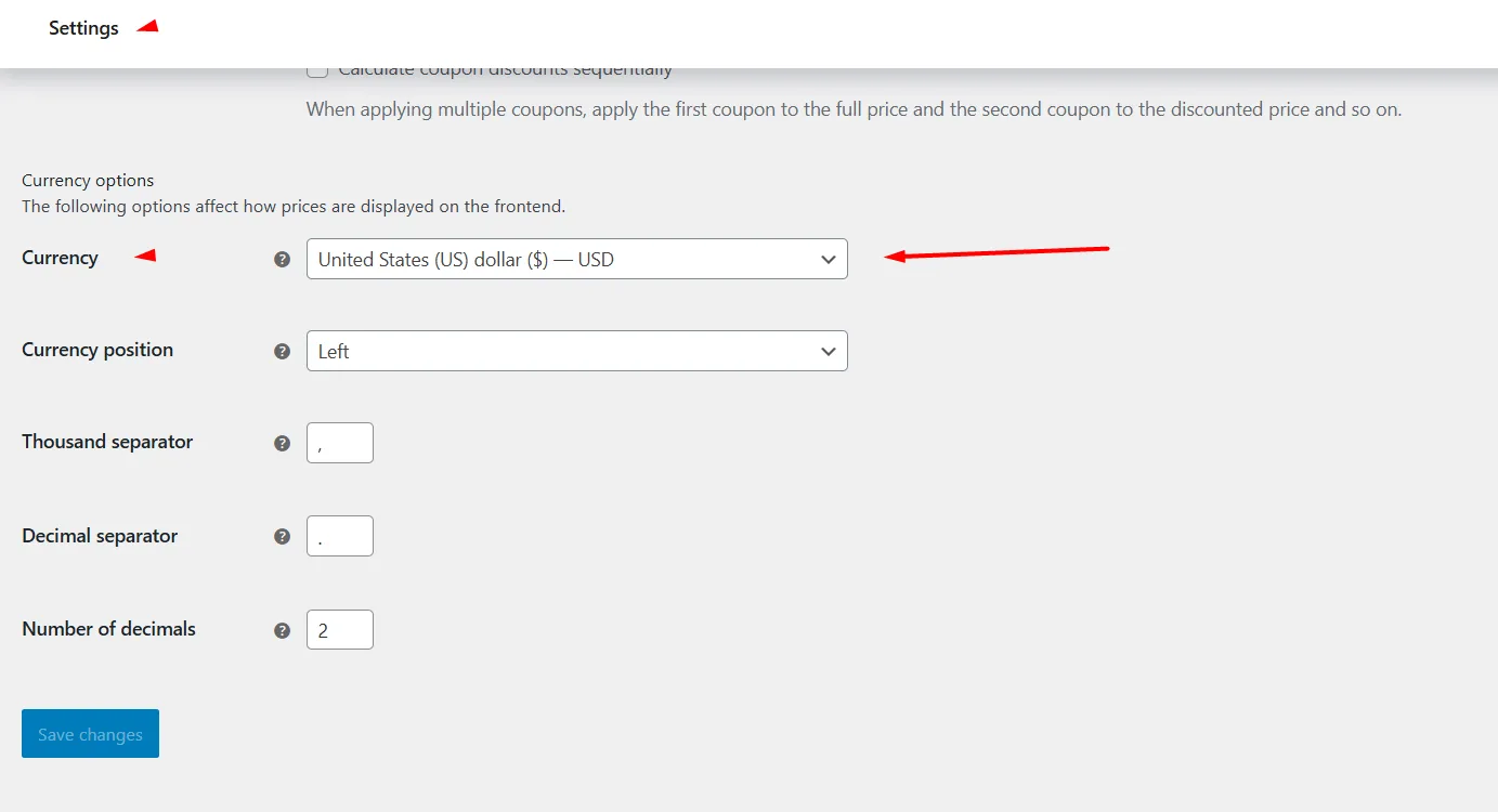 default currency