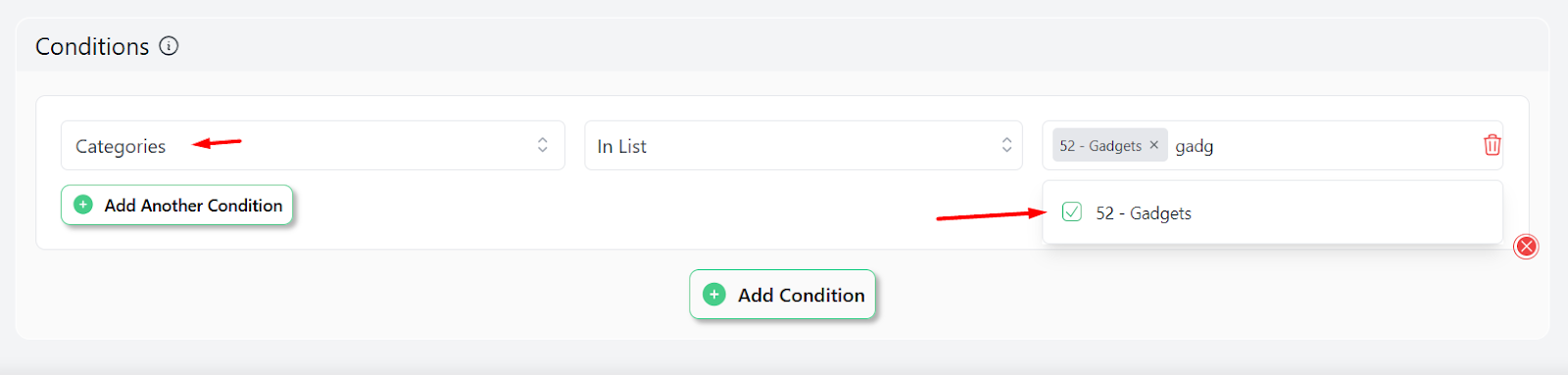 set categories