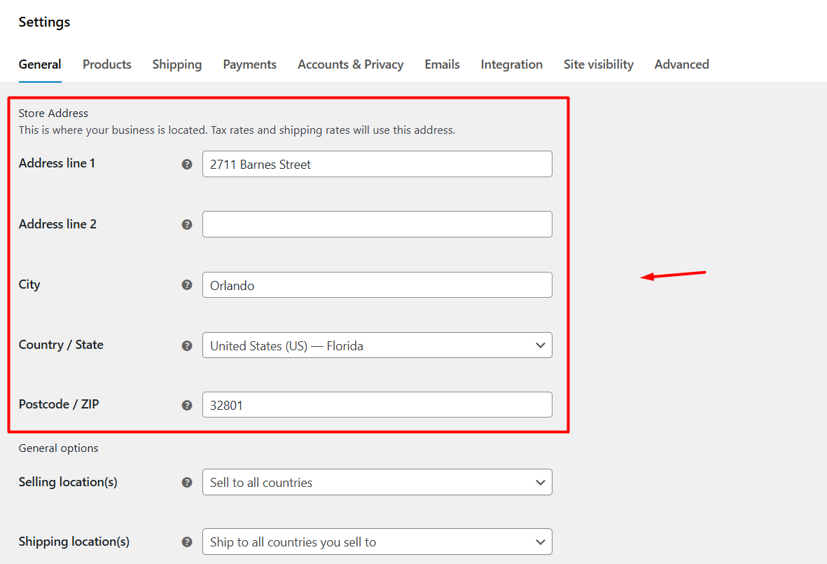 shipping from address