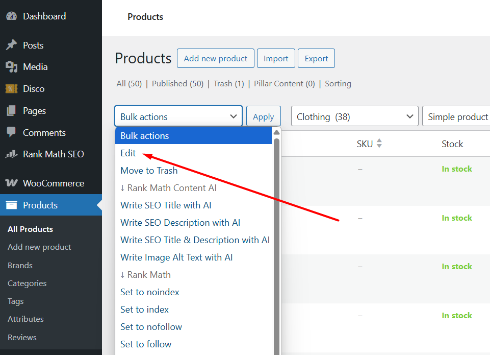 edit products
