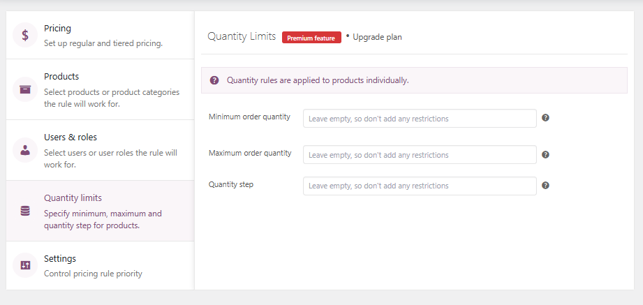 quantity limits