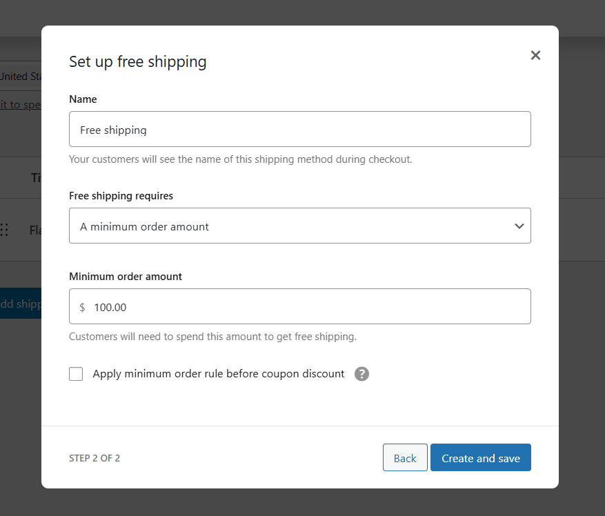 shipping condition