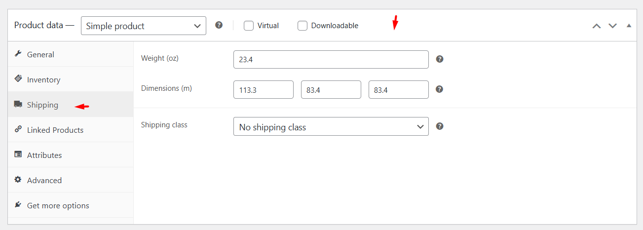 product dimensions