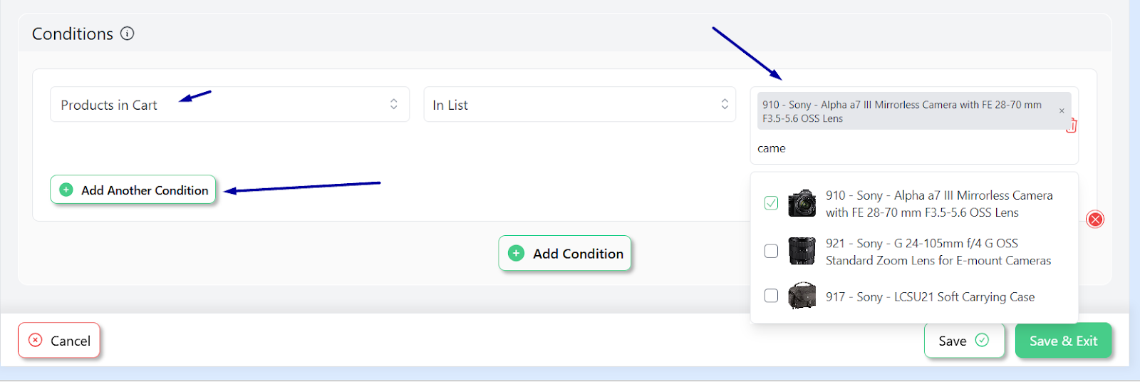 set condition