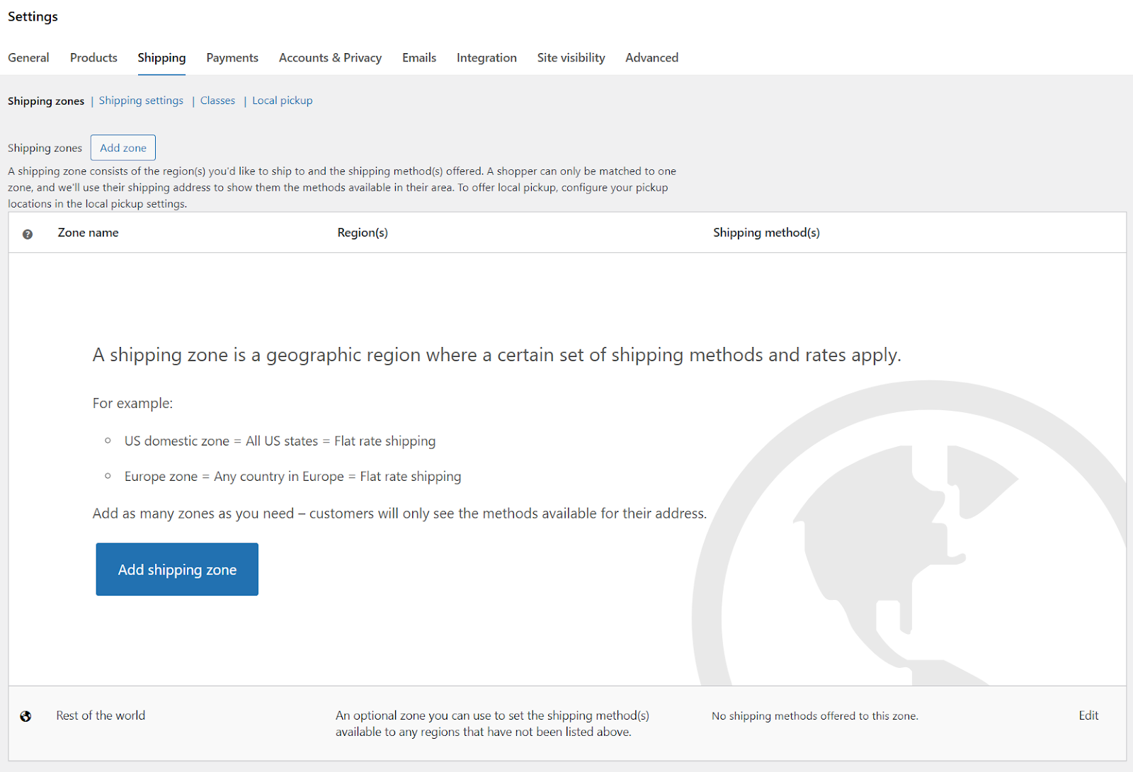 add shipping zone