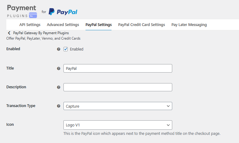 paypal settings