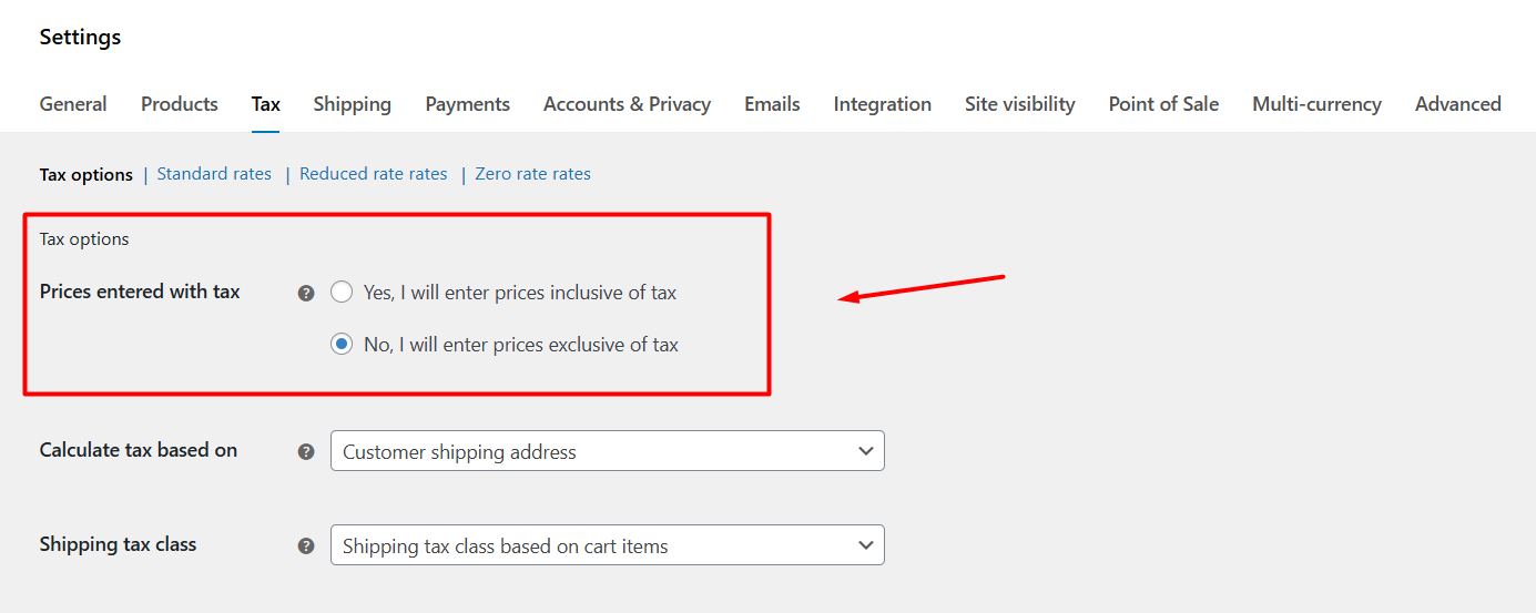 price entered with tax