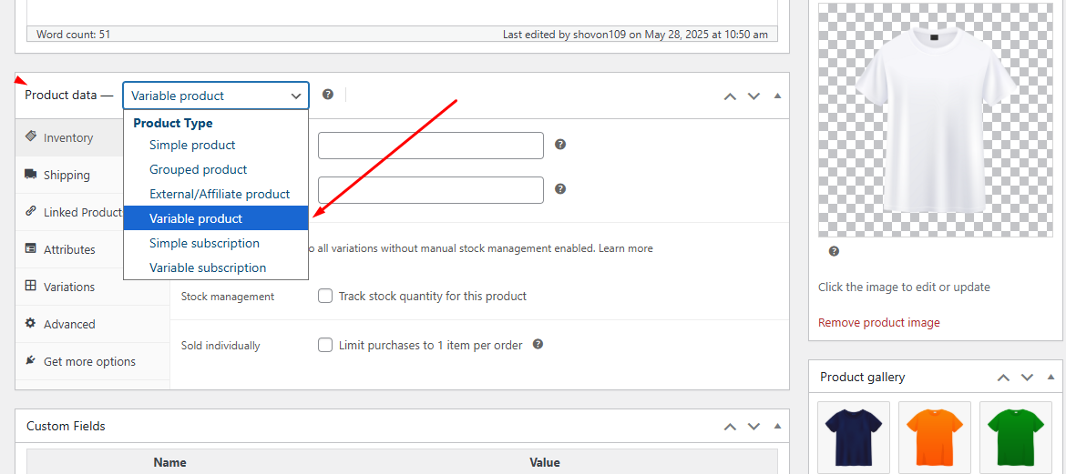 how to add variation product in WooCommerce 