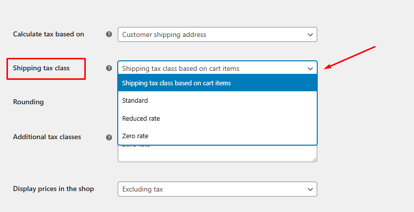 shipping tax class