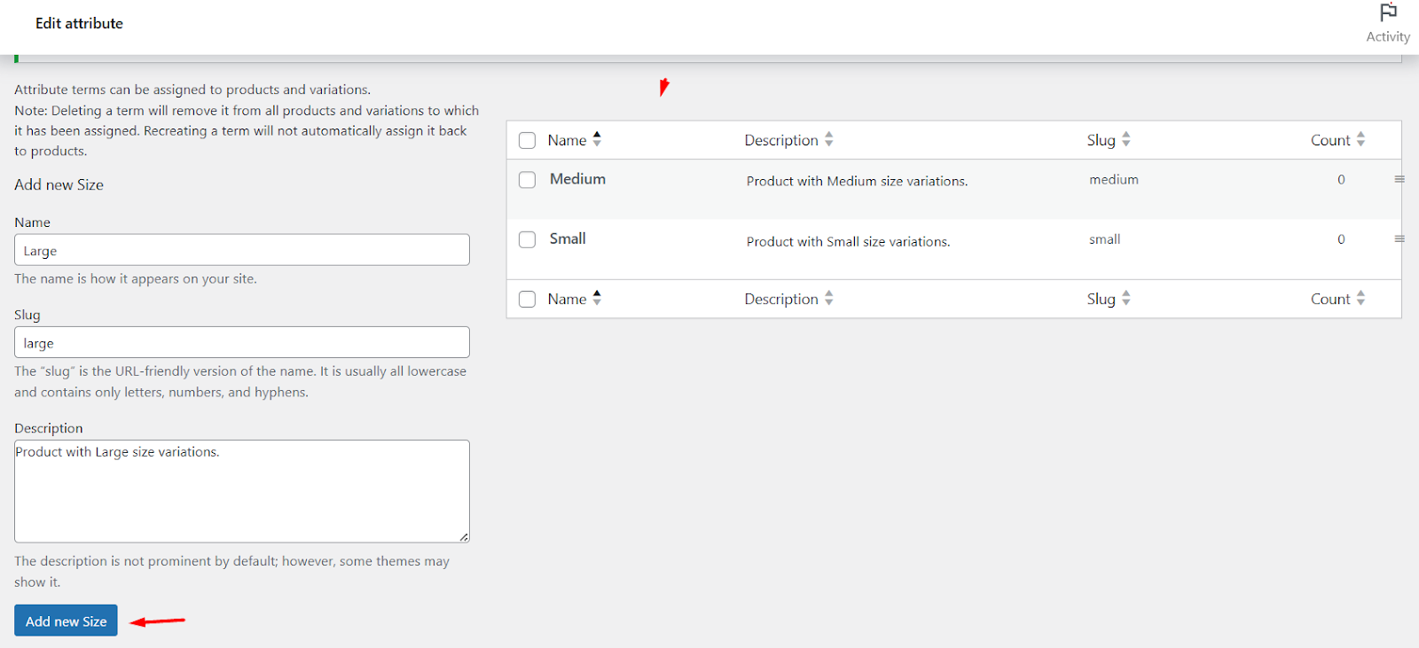 attribute values