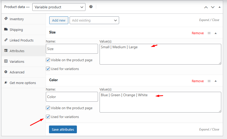 how to add variation product in WooCommerce 