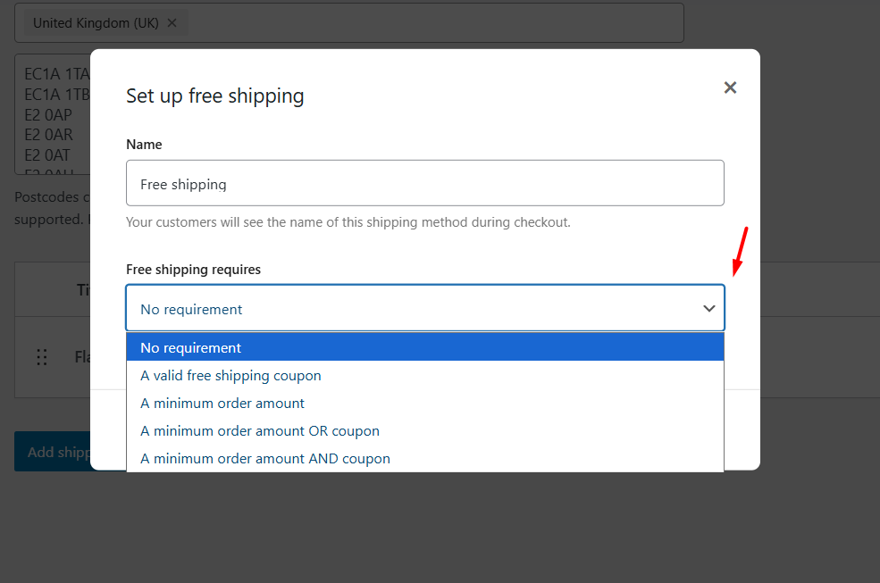 Free international shipping WooCommerce