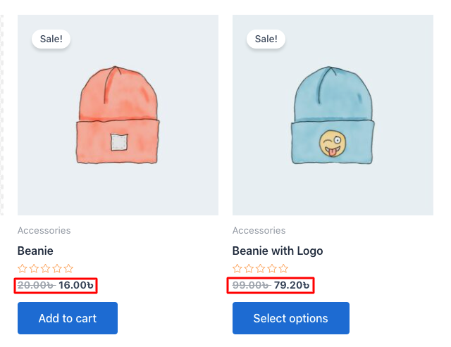 Visit the Accessories category page to confirm that all products in this sub-category now have a 20% discount applied.
