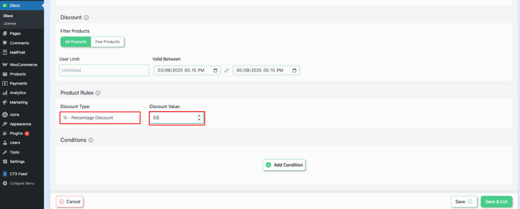 Step 6: Configure Discount Type and Value