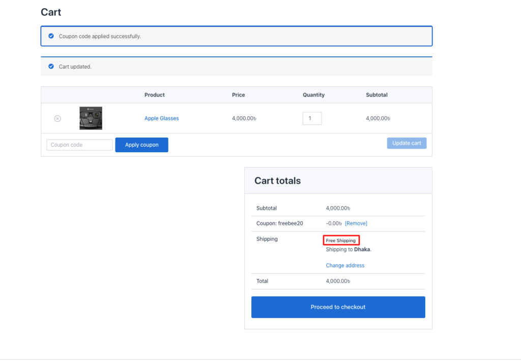 Create a Free Shipping Coupon through your WooCommerce plugin settings