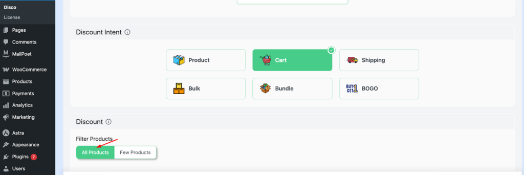 How to Add Tiered Subtotal Discounts in WooCommerce? 5 Filter your products to " All products"
