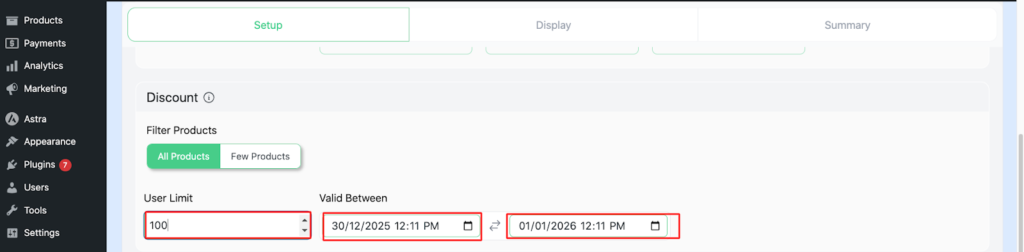 How to Add Tiered Subtotal Discounts in WooCommerce? 6 Configure Usage limit and Validity date
