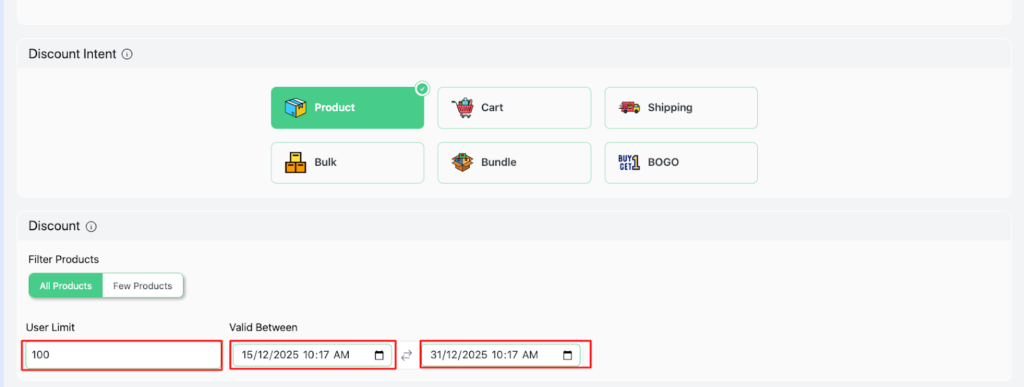 How to Set Up a WooCommerce First Order Discount? 5 Step 4: Pick a User limit and a Validity date