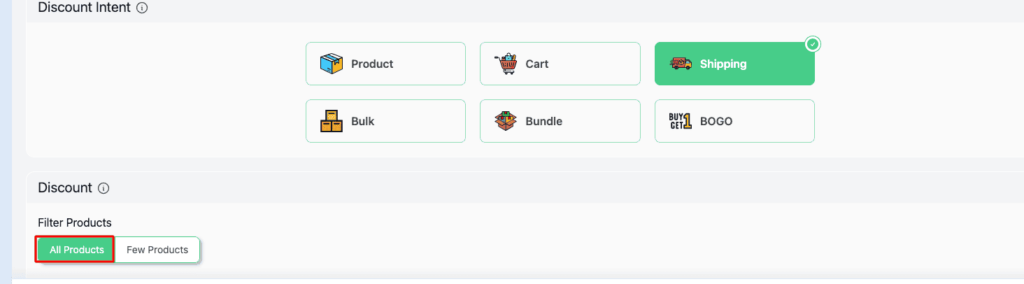 Select “ all products ” from the filter section. Next, refine your selection using the Conditions section.
