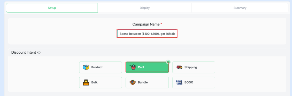 How to Add Tiered Subtotal Discounts in WooCommerce? 4 Add a campaign name and choose your " discount intent "