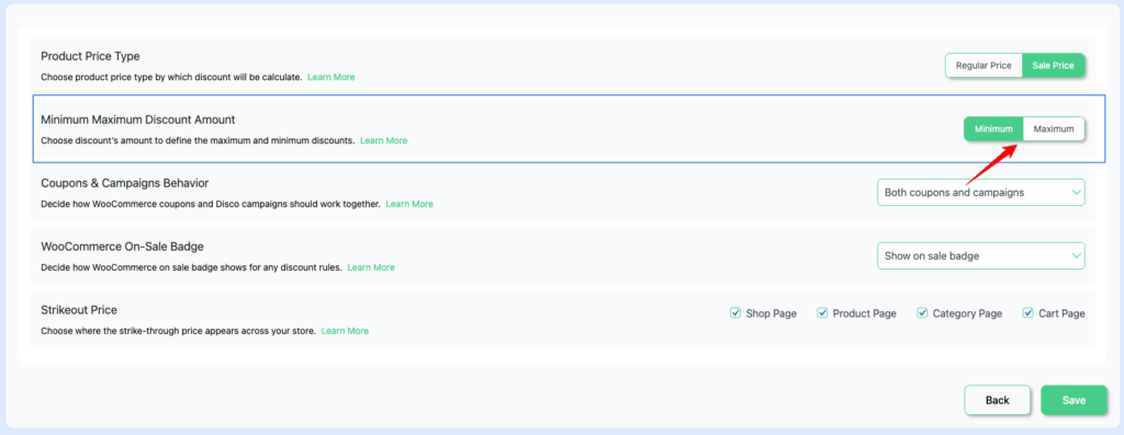 Minimum Maximum Discount Amount