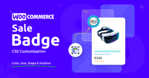 WooCommerce sale badge styled with custom CSS on a product page