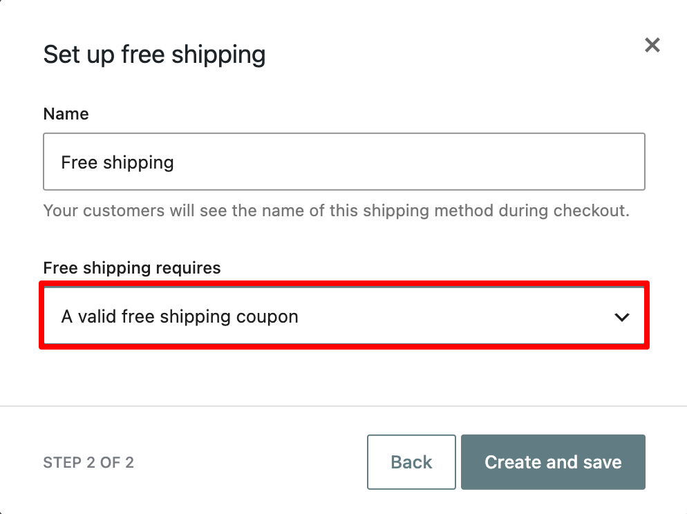 Setting free shipping requires to "A valid free shipping coupon" in WooCommerce shipping method settings