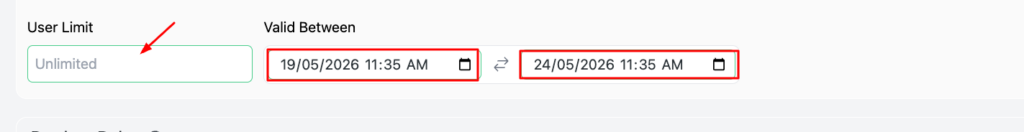 Scheduling WooCommerce sale badge validity dates and user limit in Disco — set start and end time for discount campaign