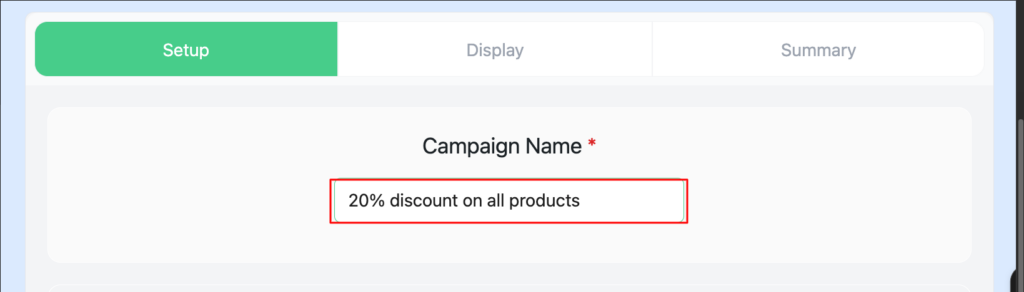 Naming a discount campaign in Disco's discount rules for WooCommerce setup screen