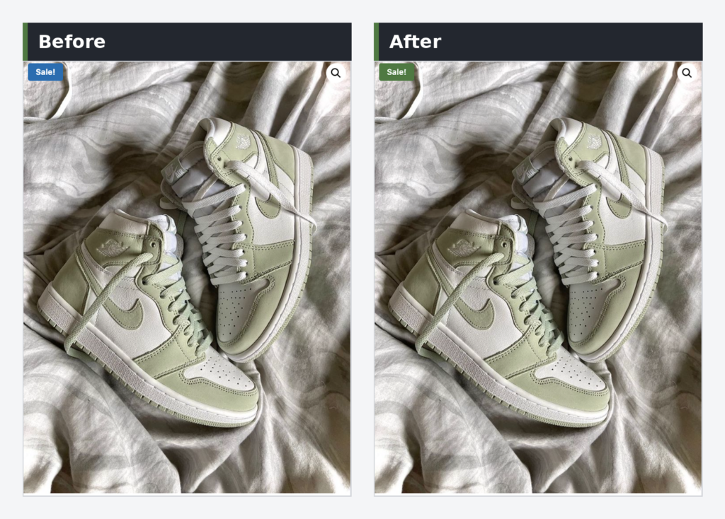 WooCommerce sale badge recolored from default to brand color using CSS