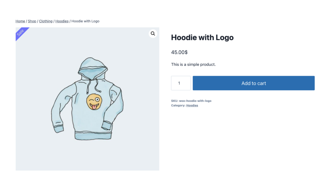 WooCommerce product page showing an Acowebs sale badge