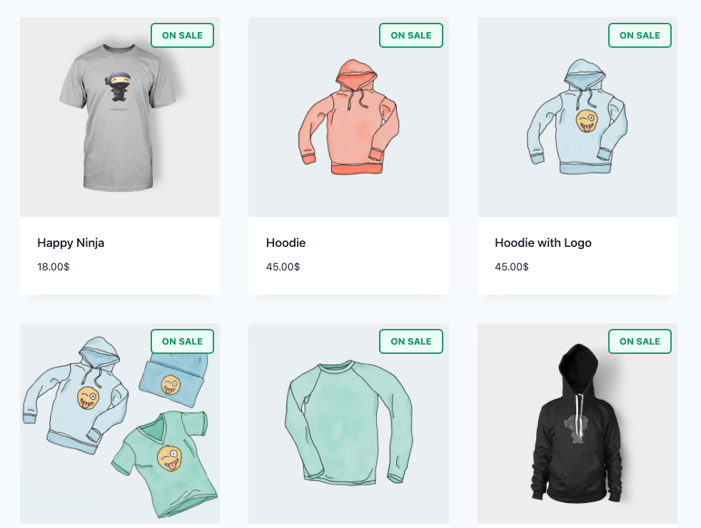 WooCommerce shop page with an animated Better Badge sale label