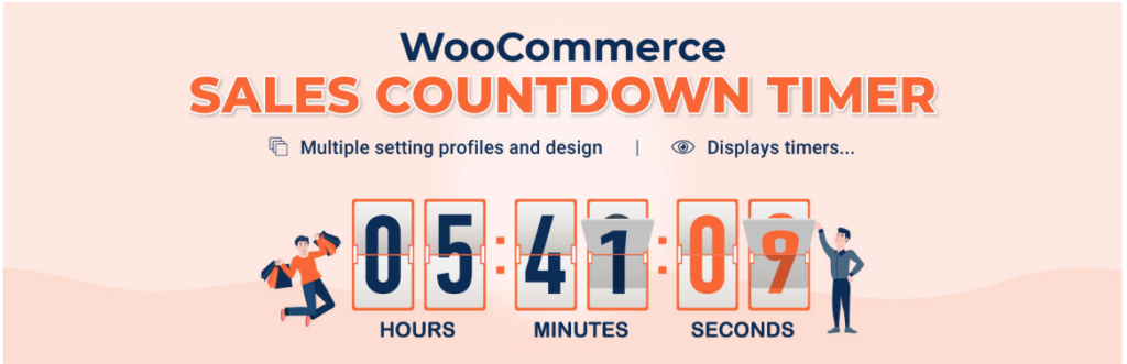 WooCommerce Sales Countdown Timer plugin displaying flip clock timer with hours minutes and seconds