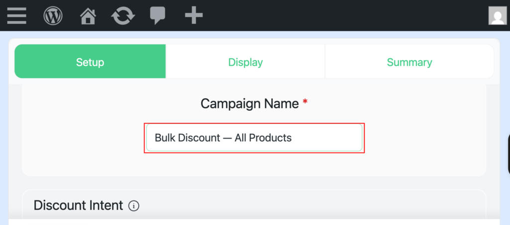 Creating a WooCommerce bulk discount table campaign in Disco plugin setup screen