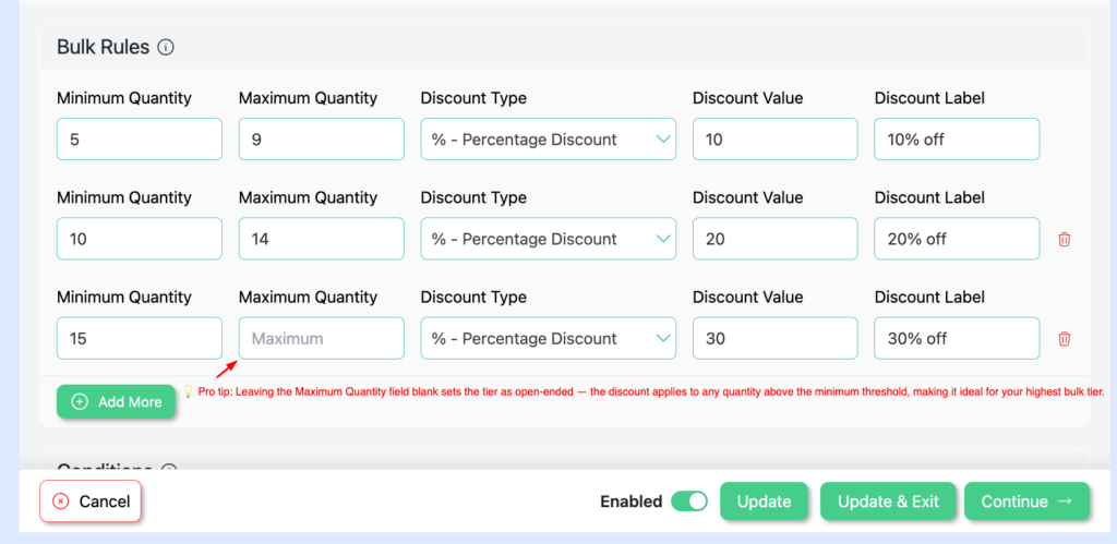 Configuring quantity-based pricing WooCommerce bulk discount table rules