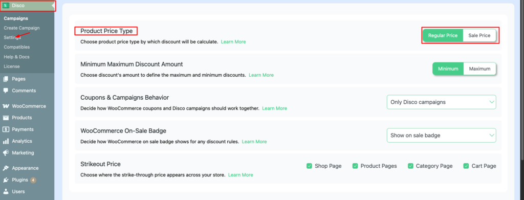 product price type