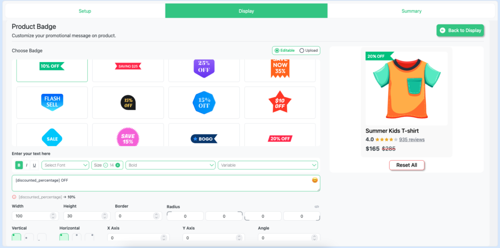 sales badge customization